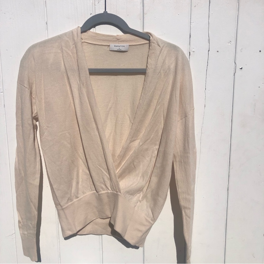 Babaton Aritzia Wrap Draped Front Wool Sweater Small